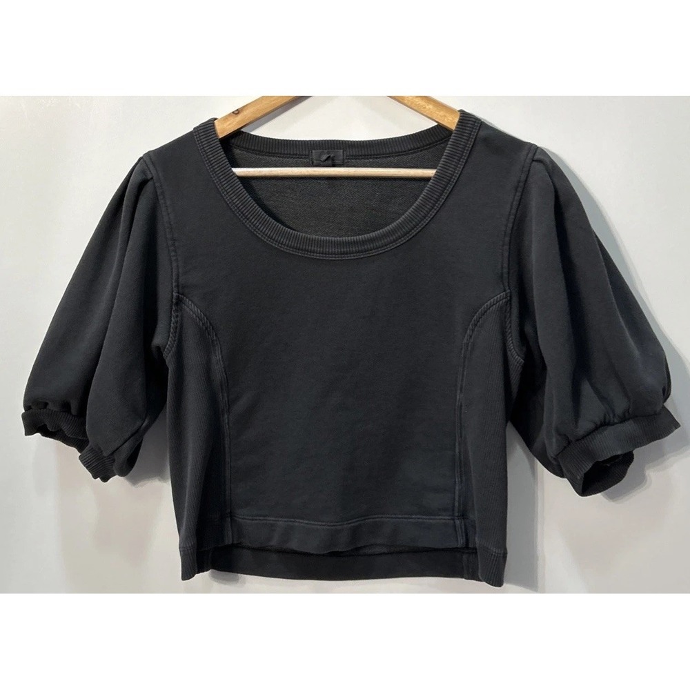 Women's Aerie‎ Solid Pullover Cropped Sweatshirt Short Sleeve Sz Med